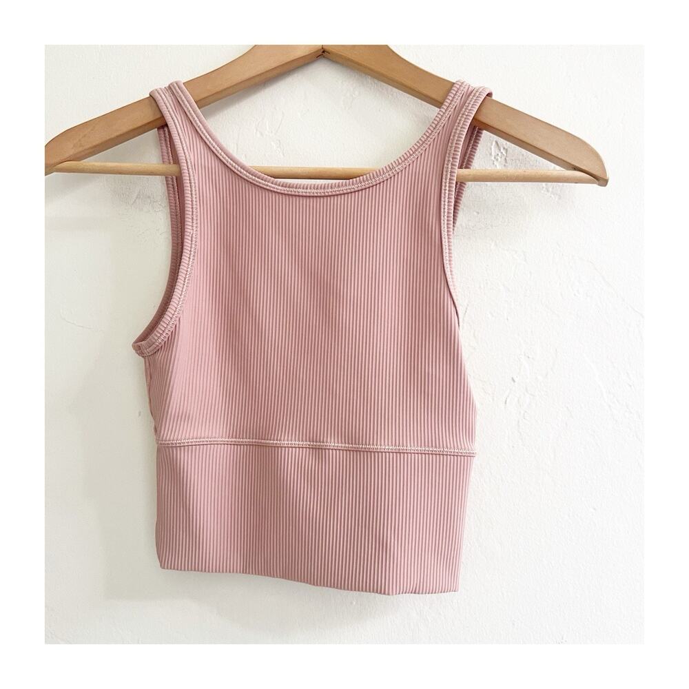 Lululemon Power Pivot Ribbed Tank Dusty Pink Size 0 Sports Bra Activwear